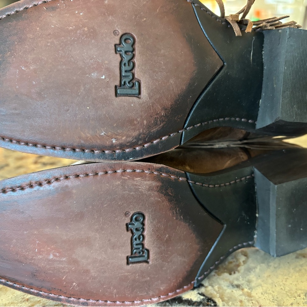 Old pair of Laredo Cowboy Boots Brown/Cream size 8 - Picture 8 of 9